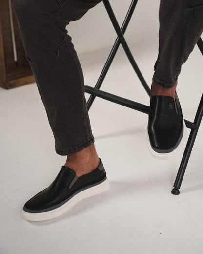 Men's Black Slip-On Sneakers with Modern Sole