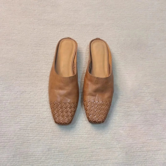 Vintage Artistic Fashion Casual Sandals Woven Lazy Slip-On Open-Toe Half Slippers