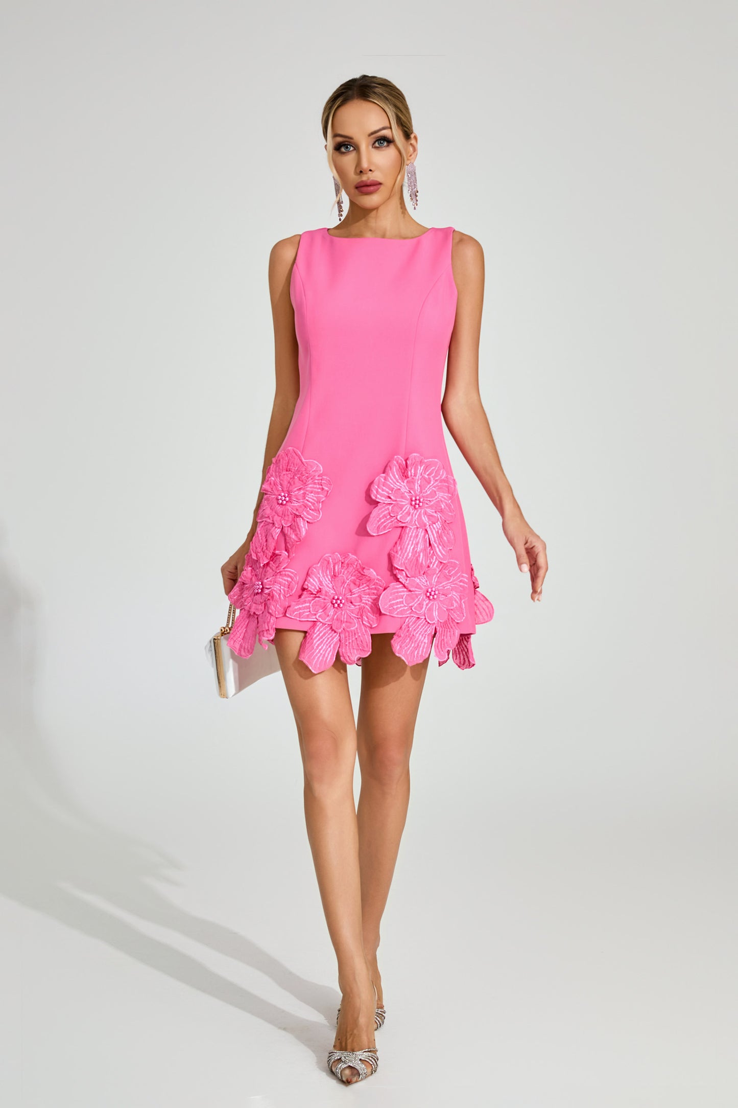 Μίνι φόρεμα Jeremiah Pink Floral Applique