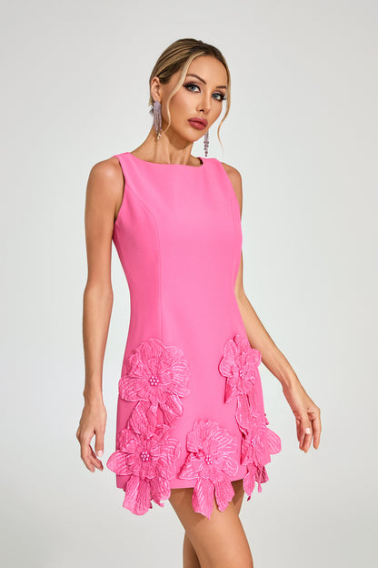 Μίνι φόρεμα Jeremiah Pink Floral Applique