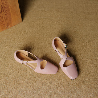 Cavra Genuine Leather Cross-Strap Heels