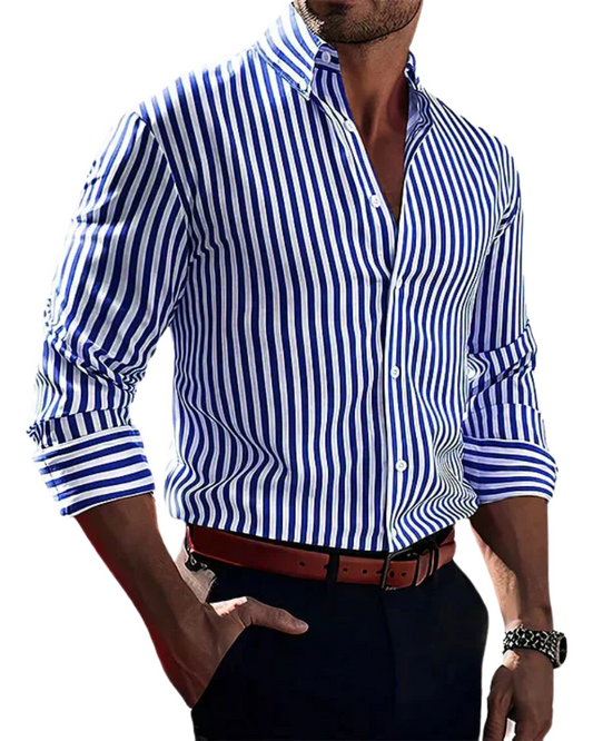 Men's Striped Shirt Luxurious Relaxed Elegance
