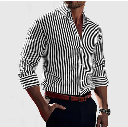 Men's Striped Shirt Luxurious Relaxed Elegance