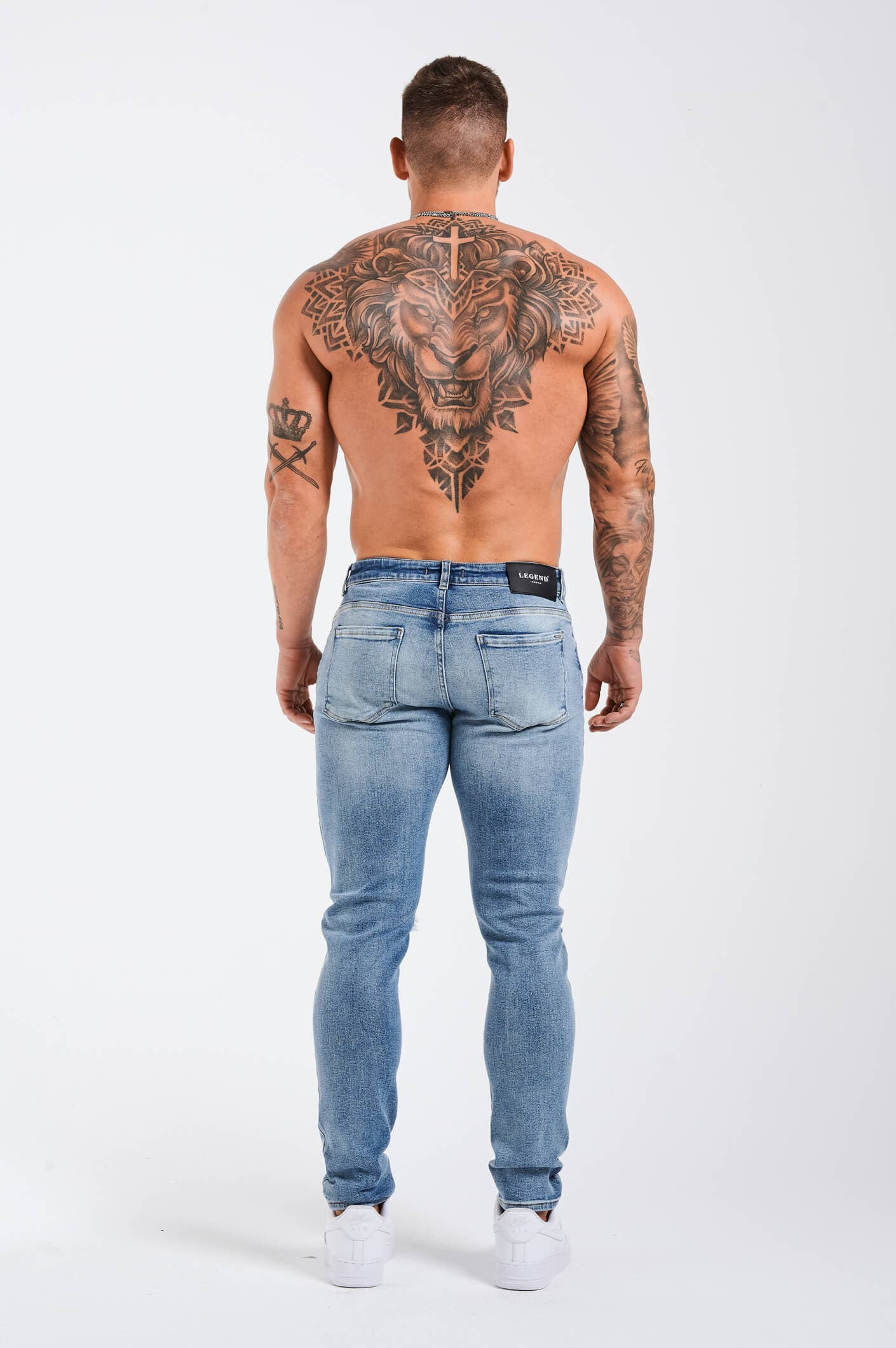 SLIM FIT ΤΖΙΝ 2.0 ΣΚΙΣΜΕΝΟ ΚΑΙ ΕΠΙΔΙΟΡΘΩΜΕΝΟ - ΜΠΛΕ ΜΕΣΑΙΟ