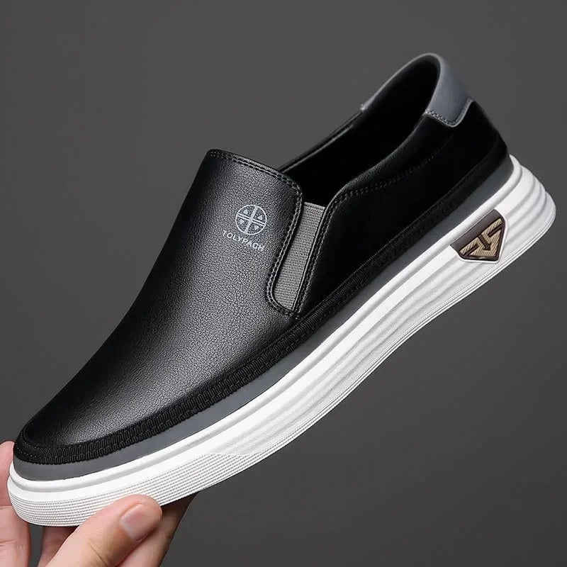 Men's Black Slip-On Sneakers with Modern Sole