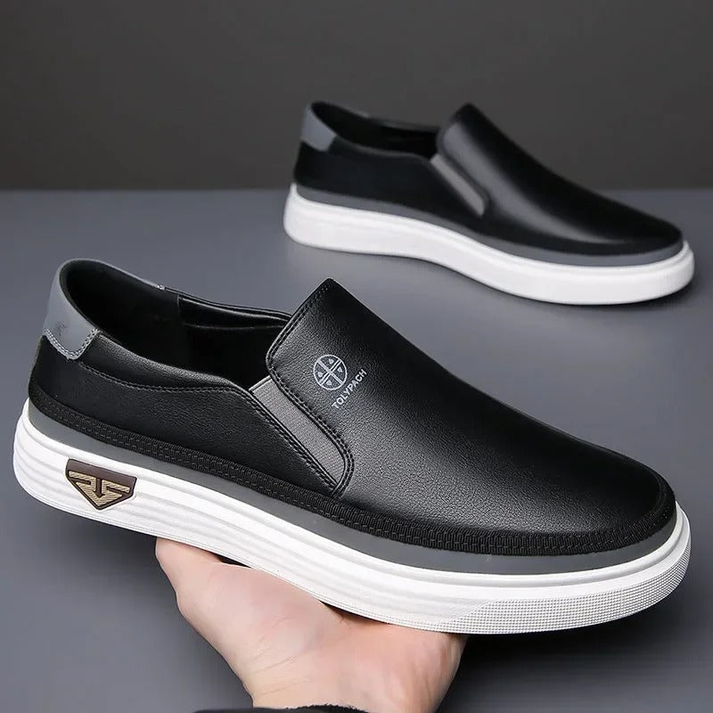 Men's Black Slip-On Sneakers with Modern Sole