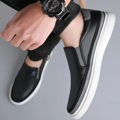 Men's Black Slip-On Sneakers with Modern Sole