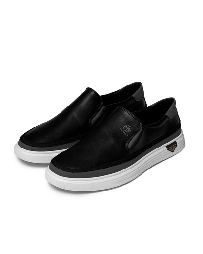 Men's Black Slip-On Sneakers with Modern Sole